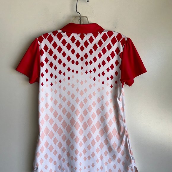 PUMA GOLF Women's Pink White Red Print Polo Shirt Size Small ~ EUC - Picture 5 of 11